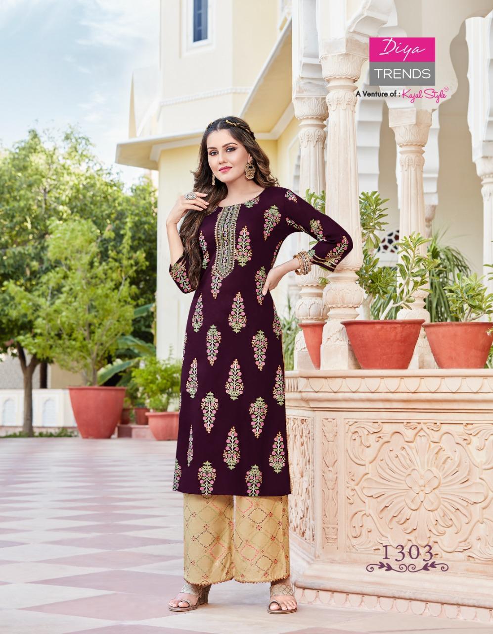 Bibas 13 Gold Printed Fancy Rayon Ethnic Wear Kurtis With Palazzo Collection